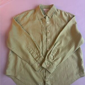 Jones New York 100% Linen Button Down Green Women’s size XL